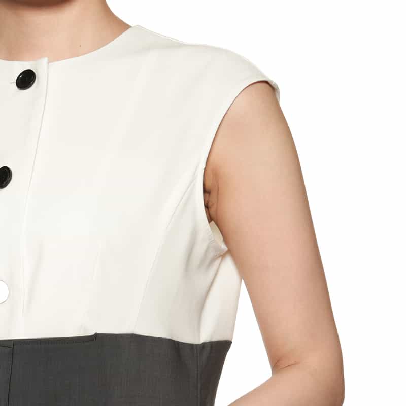 BARNEYS NEW YORK バイカラーノースリーブドレス WHITE