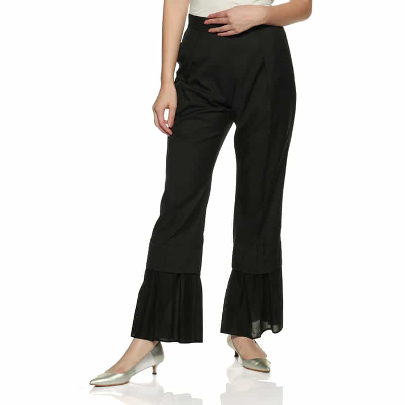 BARNEYS NEW YORK コンビネーション オーガンジーヘム パンツ BLACK