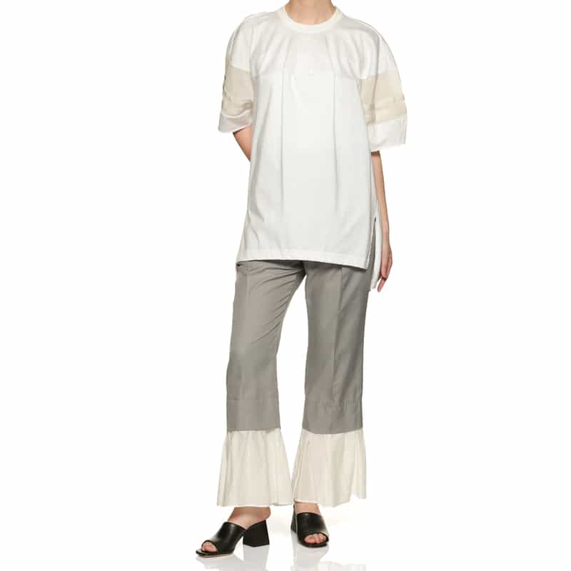 BARNEYS NEW YORK コンビネーション オーガンジーヘム パンツ GRAY