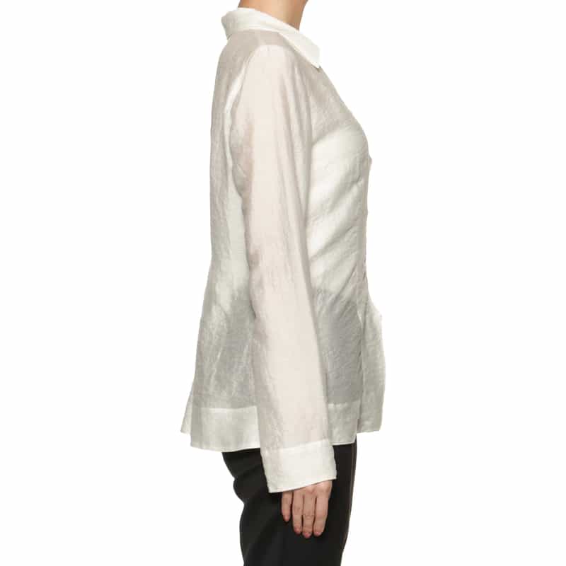 BARNEYS NEW YORK シアー素材フロントホックブラウス WHITE