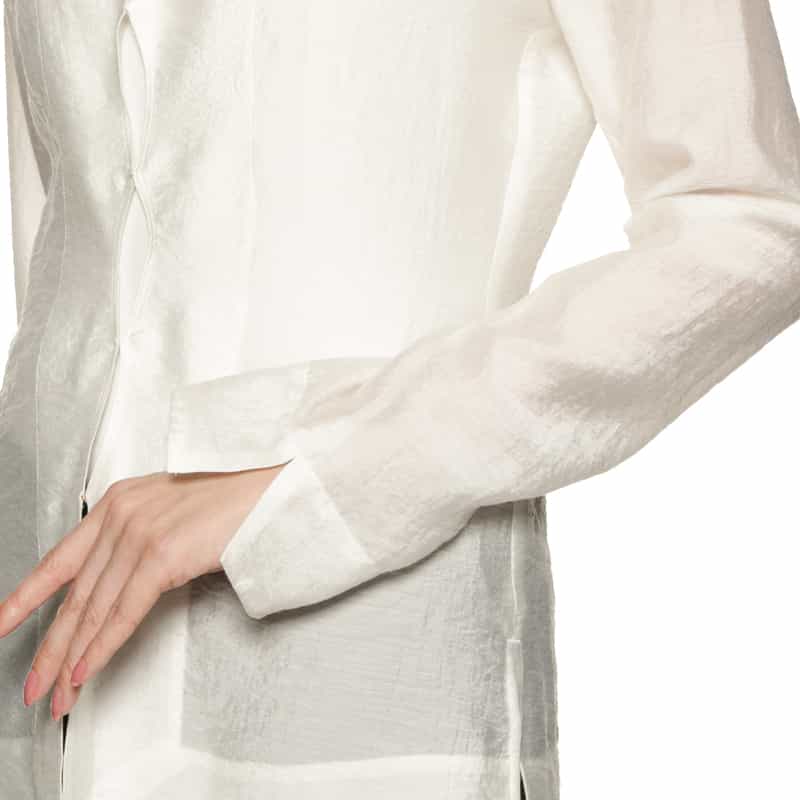 BARNEYS NEW YORK シアー素材フロントホックブラウス WHITE