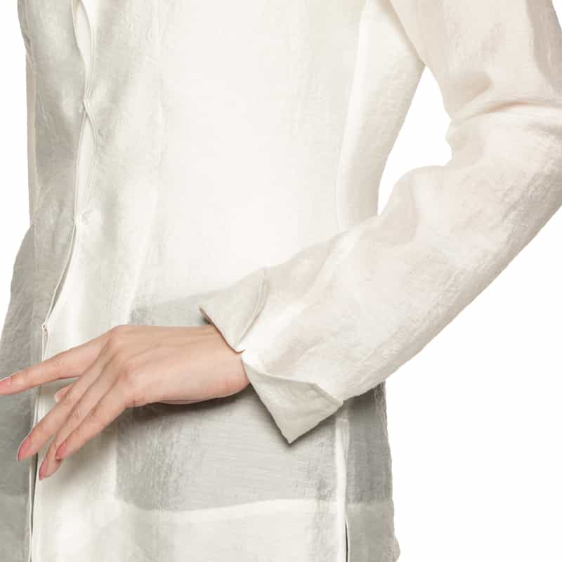 BARNEYS NEW YORK シアー素材フロントホックブラウス WHITE