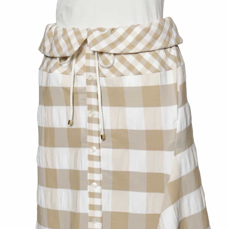 BARNEYS NEW YORK ウォッシャブル アシンメトリー ギンガムチェック柄スカート BEIGE