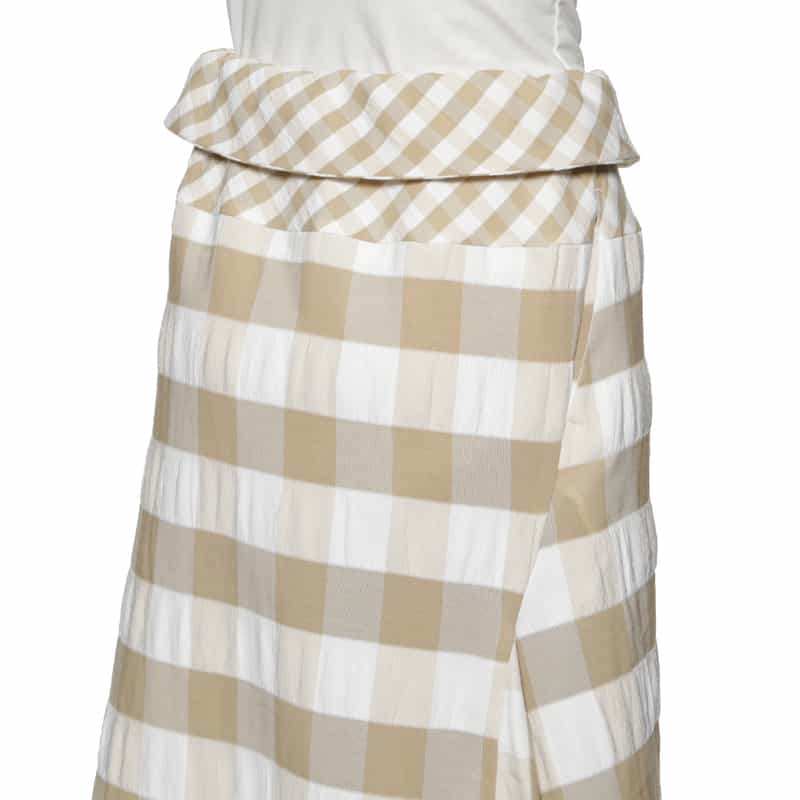 BARNEYS NEW YORK ウォッシャブル アシンメトリー ギンガムチェック柄スカート BEIGE