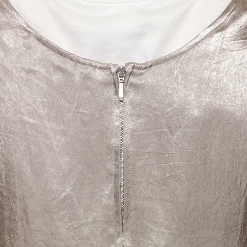 BARNEYS NEW YORK ウォッシャブル サテン ノースリーブロングドレス BEIGE