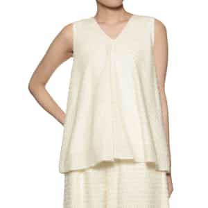 セットアップ ウォッシャブル シャギー素材ノースリーブブラウス