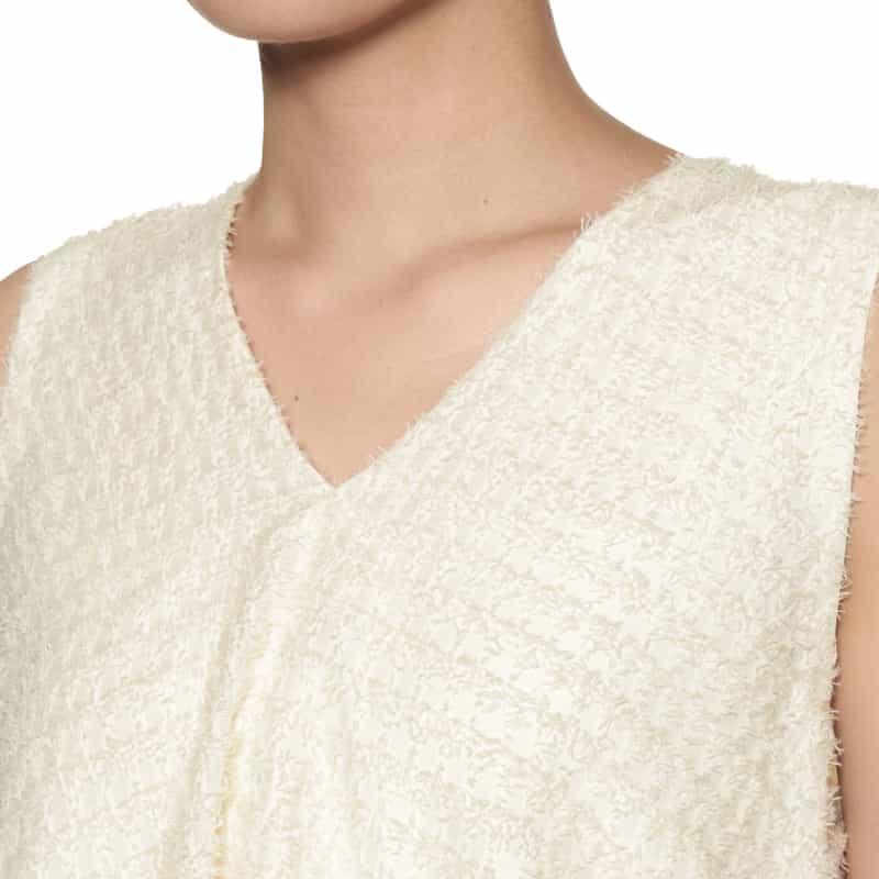 BARNEYS NEW YORK セットアップ ウォッシャブル シャギー素材ノースリーブブラウス WHITE