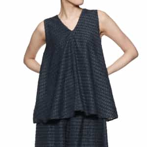 セットアップ ウォッシャブル シャギー素材ノースリーブブラウス