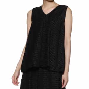 セットアップ ウォッシャブル シャギー素材ノースリーブブラウス