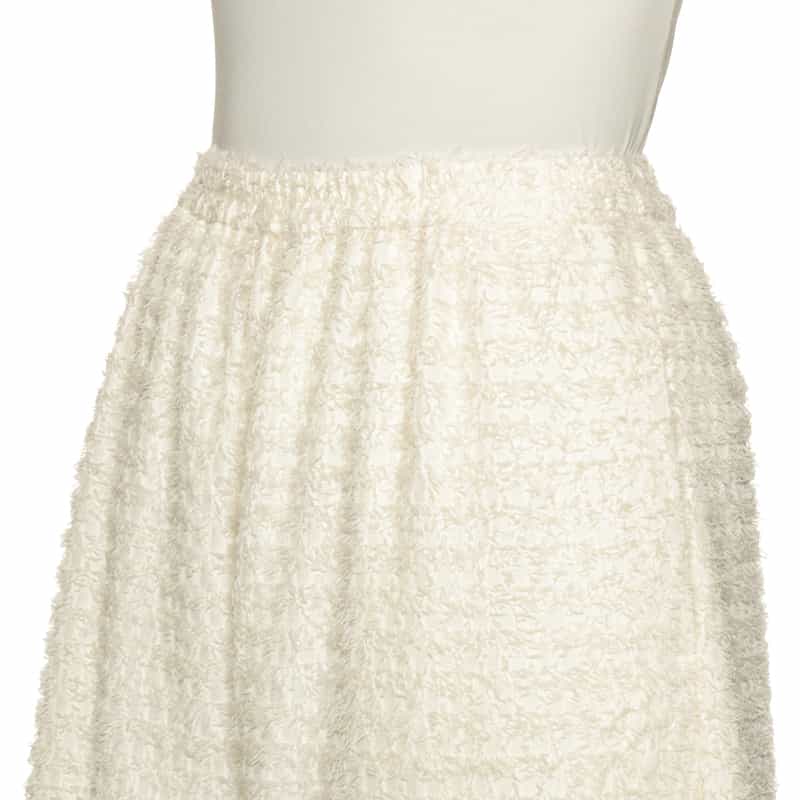 BARNEYS NEW YORK セットアップ ウォッシャブル シャギー素材ワイドクロップドパンツ WHITE