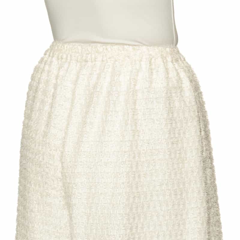 BARNEYS NEW YORK セットアップ ウォッシャブル シャギー素材ワイドクロップドパンツ WHITE