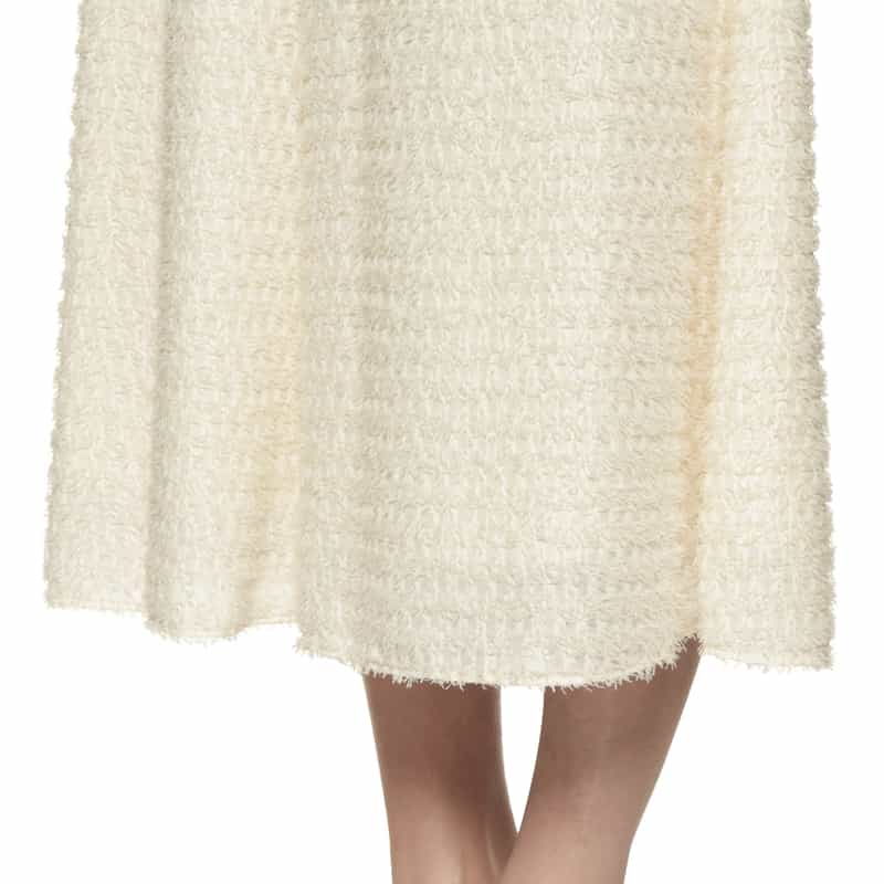 BARNEYS NEW YORK セットアップ ウォッシャブル シャギー素材ワイドクロップドパンツ WHITE