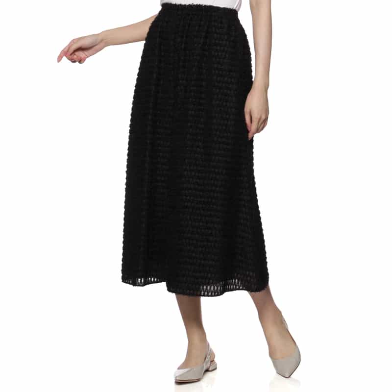 BARNEYS NEW YORK セットアップ ウォッシャブル シャギー素材ワイドクロップドパンツ BLACK