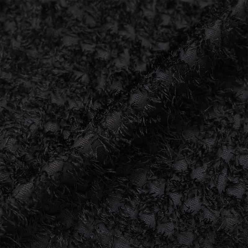 BARNEYS NEW YORK セットアップ ウォッシャブル シャギー素材ワイドクロップドパンツ BLACK