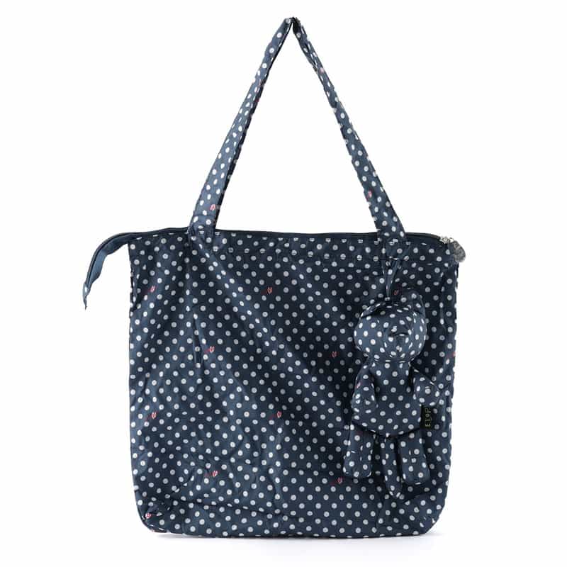 ELEPH ELEPH＜エレフ＞キャットチャーム付きエコバッグ（M） NAVY