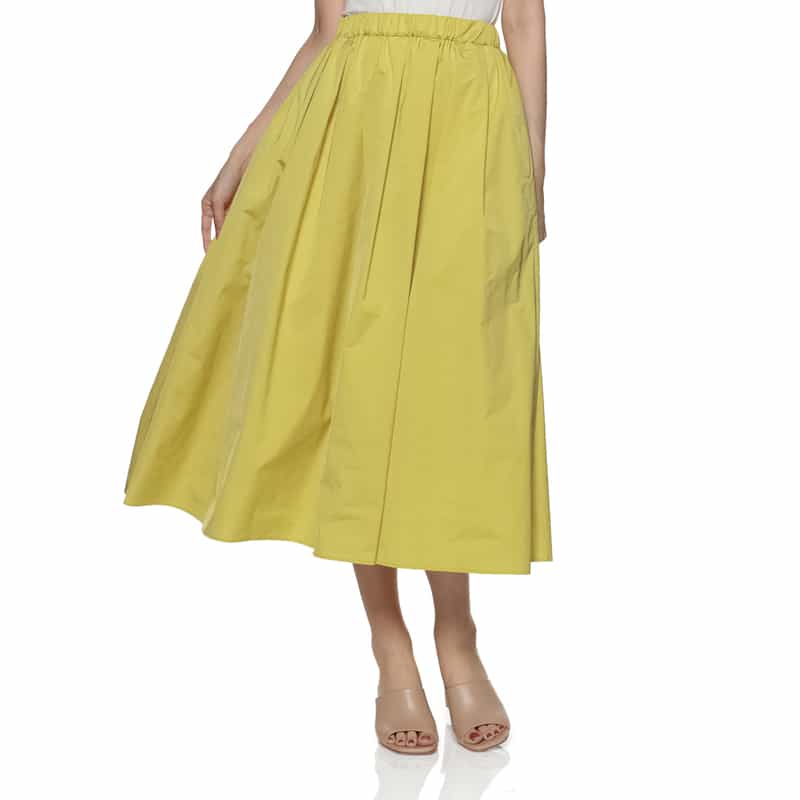 BARNEYS NEW YORK ウォッシャブル タック入りボリュームスカート YELLOW