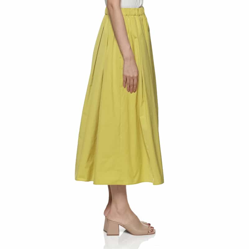 BARNEYS NEW YORK ウォッシャブル タック入りボリュームスカート YELLOW
