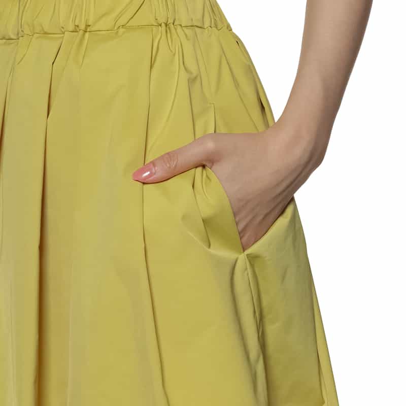 BARNEYS NEW YORK ウォッシャブル タック入りボリュームスカート YELLOW