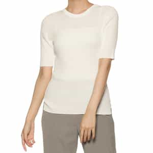 ウォッシャブル クルーネックリブニットプルオーバー