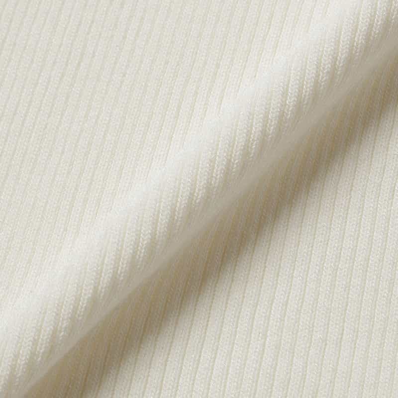 BARNEYS NEW YORK ウォッシャブル クルーネックリブニットプルオーバー WHITE