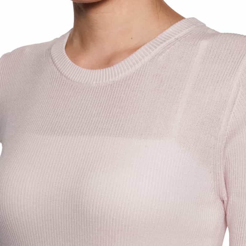 BARNEYS NEW YORK ウォッシャブル クルーネックリブニットプルオーバー PINK