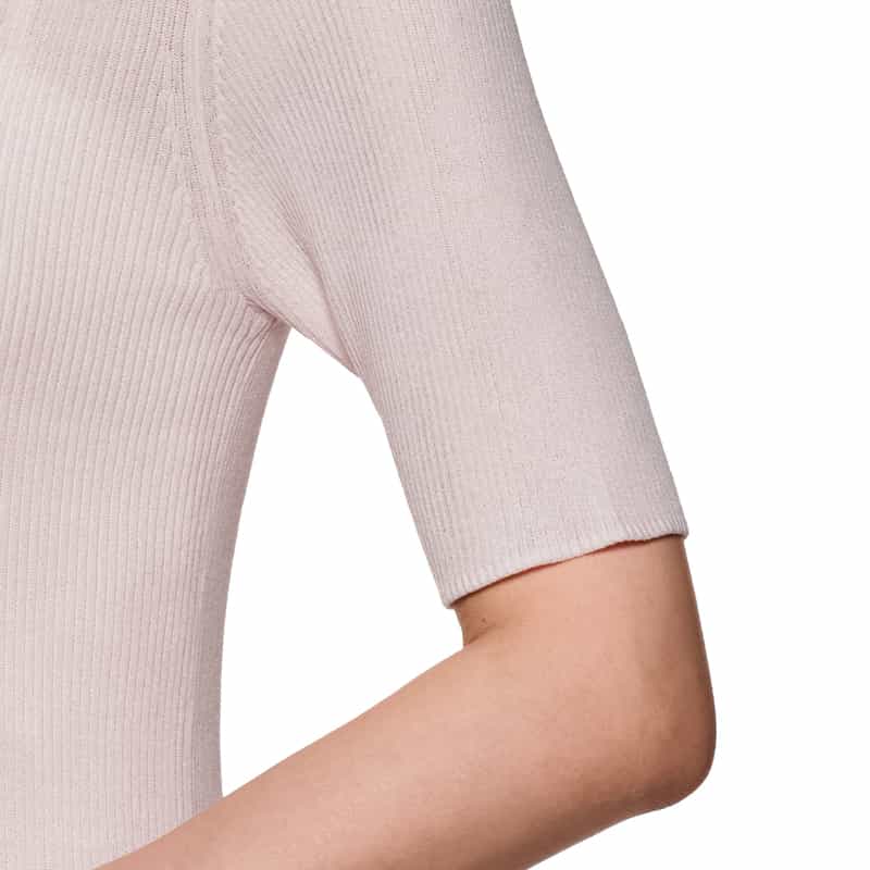 BARNEYS NEW YORK ウォッシャブル クルーネックリブニットプルオーバー PINK