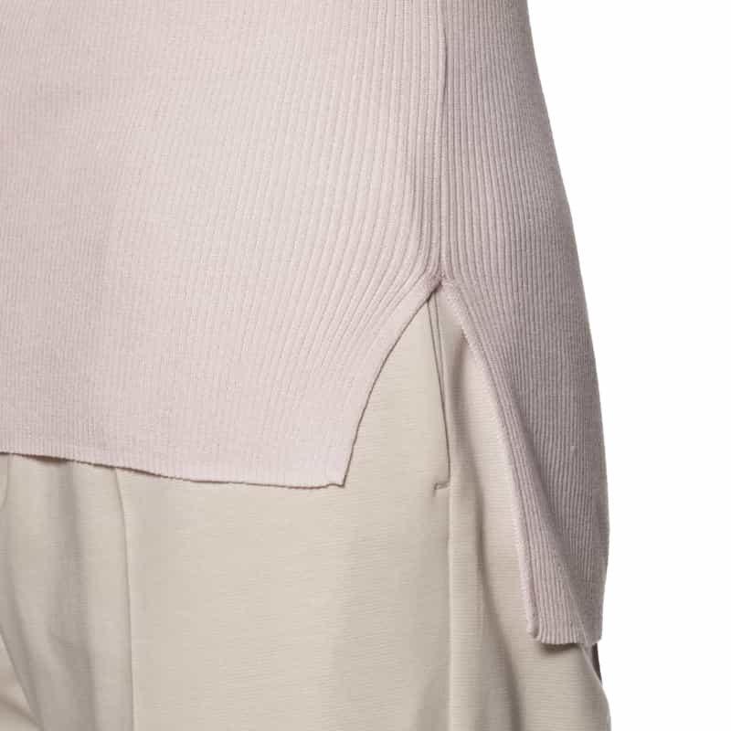 BARNEYS NEW YORK ウォッシャブル クルーネックリブニットプルオーバー PINK