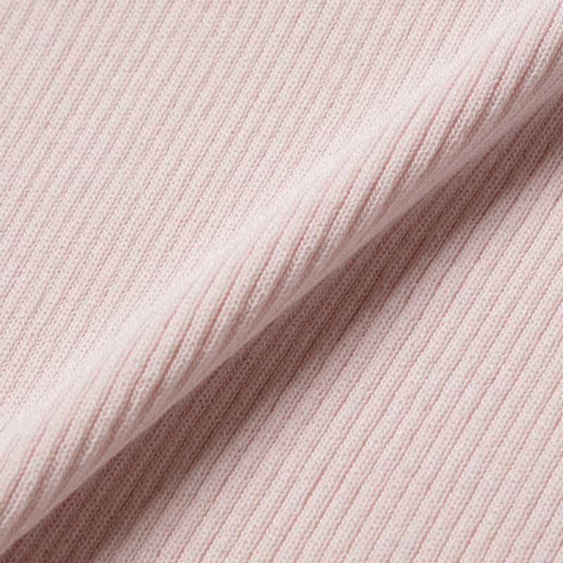 BARNEYS NEW YORK ウォッシャブル クルーネックリブニットプルオーバー PINK