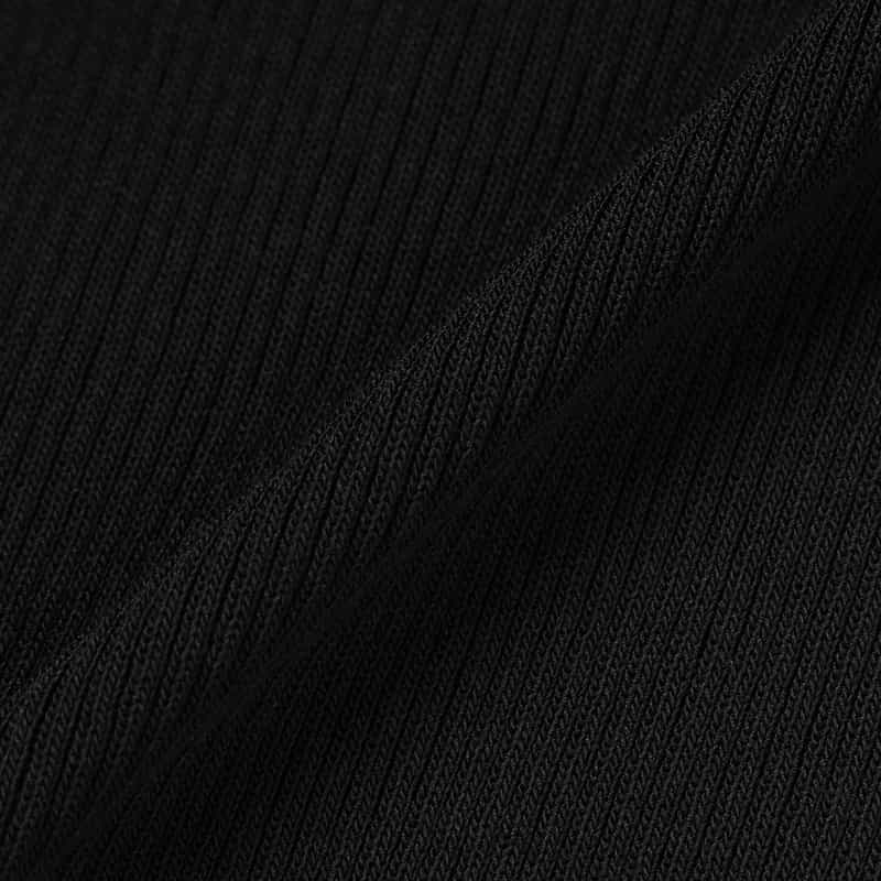 BARNEYS NEW YORK ウォッシャブル クルーネックリブニットプルオーバー BLACK