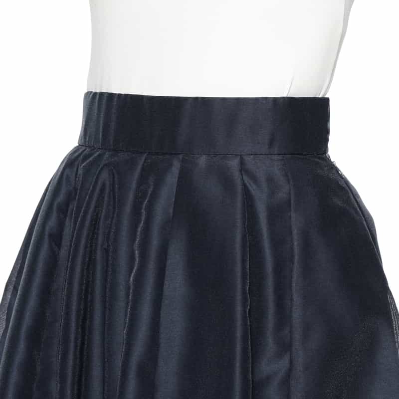 BARNEYS NEW YORK ウォッシャブル タック入りフレアスカート NAVY