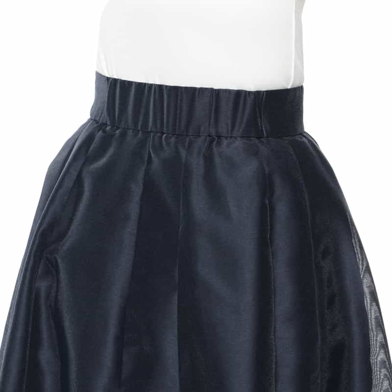 BARNEYS NEW YORK ウォッシャブル タック入りフレアスカート NAVY