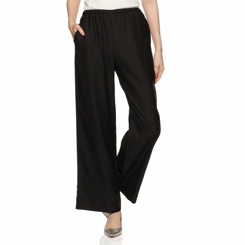 BARNEYS NEW YORK ウォッシャブル ドローストリング付きワイドパンツ BLACK