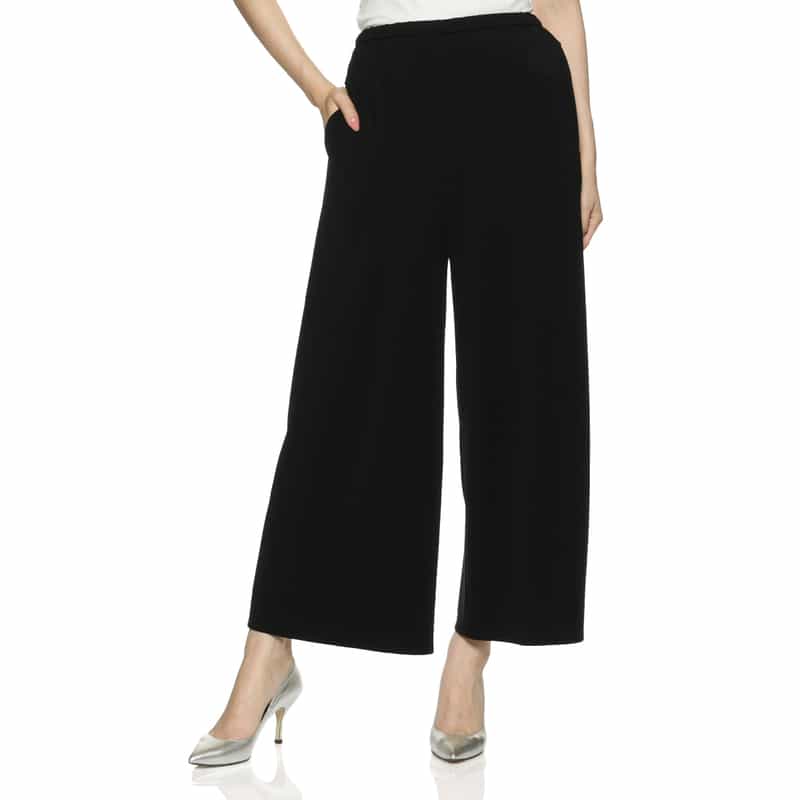 BARNEYS NEW YORK ウォッシャブル ワイドシルエットパンツ BLACK