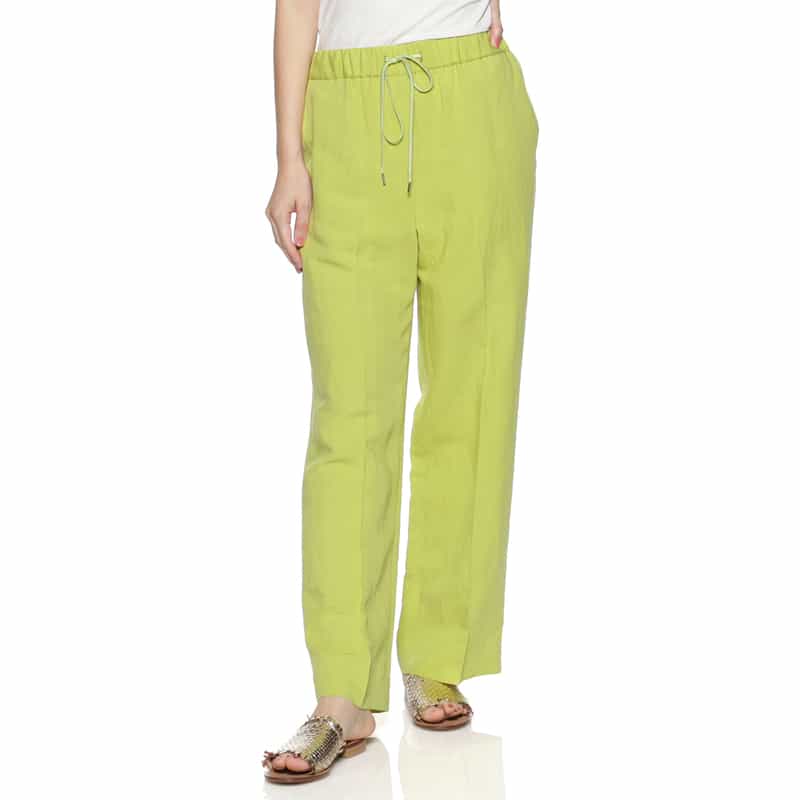 BARNEYS NEW YORK ウォッシャブル ドローストリングワイドパンツ YELLOW