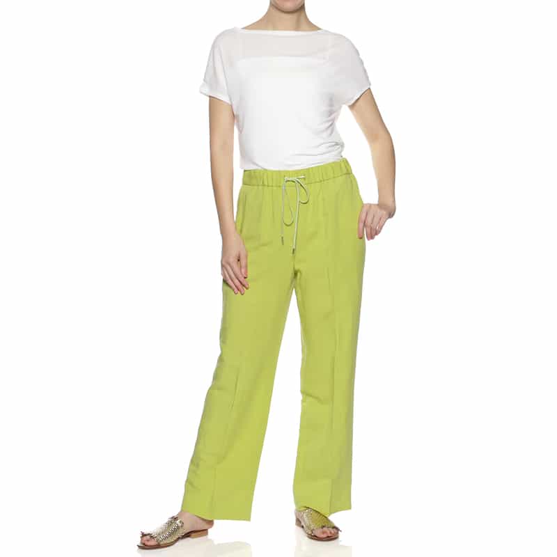 BARNEYS NEW YORK ウォッシャブル ドローストリングワイドパンツ YELLOW