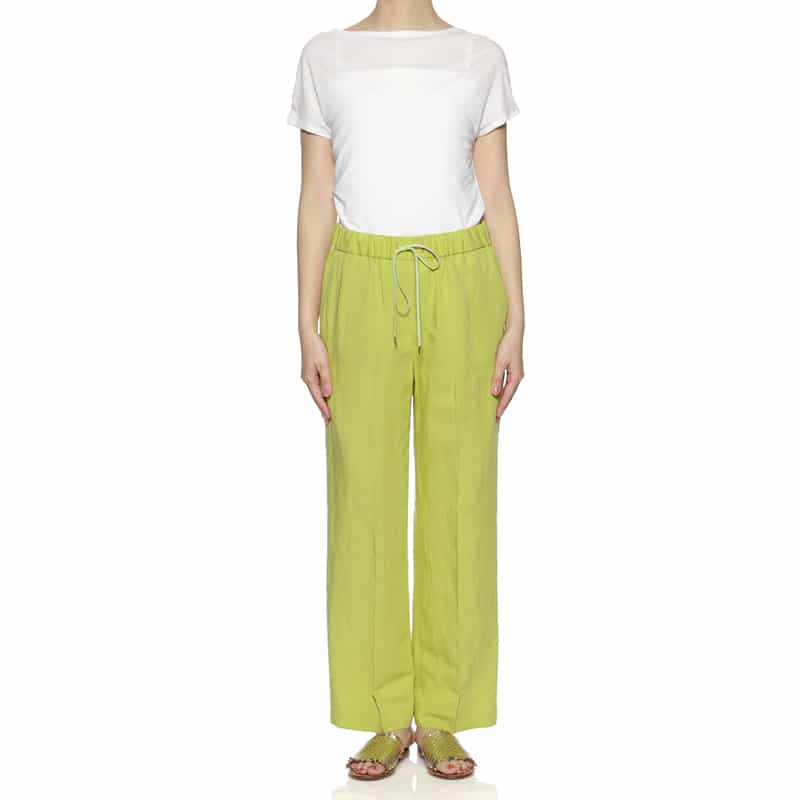 BARNEYS NEW YORK ウォッシャブル ドローストリングワイドパンツ YELLOW