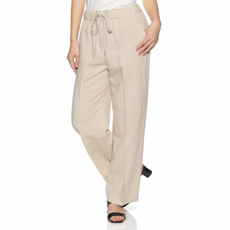 BARNEYS NEW YORK ウォッシャブル ドローストリングワイドパンツ BEIGE