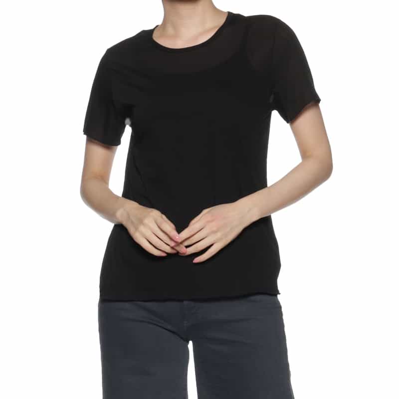 BARNEYS NEW YORK ウォッシャブル シアーカットソー BLACK