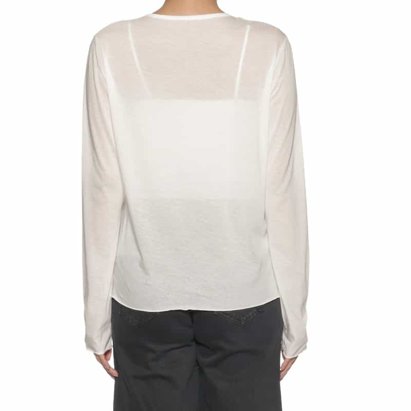 BARNEYS NEW YORK ウォッシャブル シアーロングスリーブカットソー WHITE