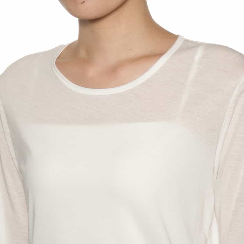 BARNEYS NEW YORK ウォッシャブル シアーロングスリーブカットソー WHITE