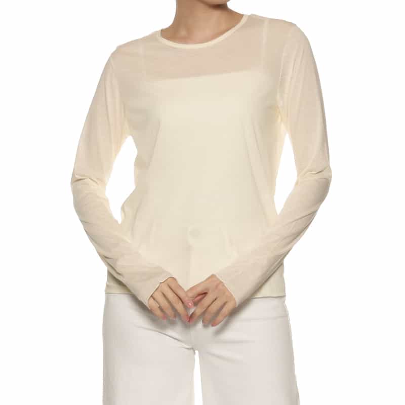 BARNEYS NEW YORK ウォッシャブル シアーロングスリーブカットソー OFF WHITE