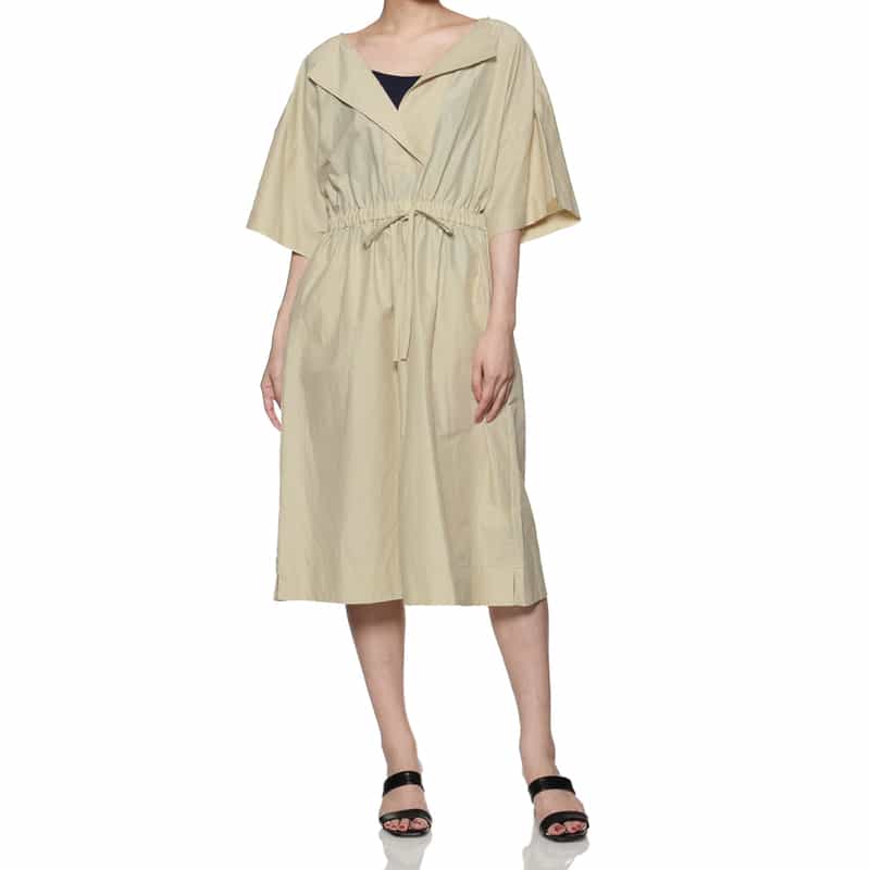 BARNEYS NEW YORK ウォッシャブル オープンカラードレス BEIGE