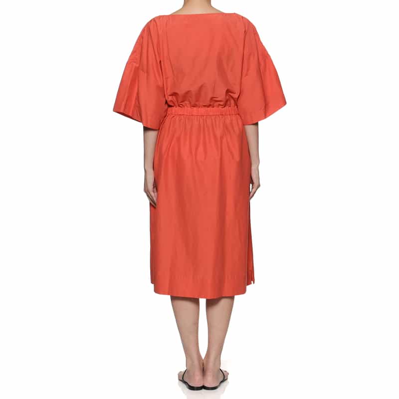 BARNEYS NEW YORK ウォッシャブル オープンカラードレス ORANGE