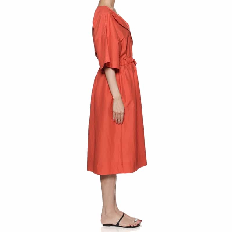 BARNEYS NEW YORK ウォッシャブル オープンカラードレス ORANGE