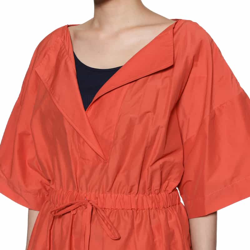 BARNEYS NEW YORK ウォッシャブル オープンカラードレス ORANGE