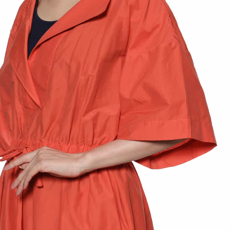 BARNEYS NEW YORK ウォッシャブル オープンカラードレス ORANGE