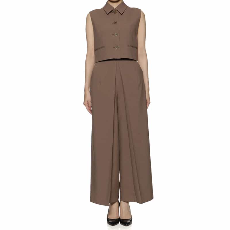 BARNEYS NEW YORK セットアップ ウォッシャブル タック入りワイドパンツ BEIGE
