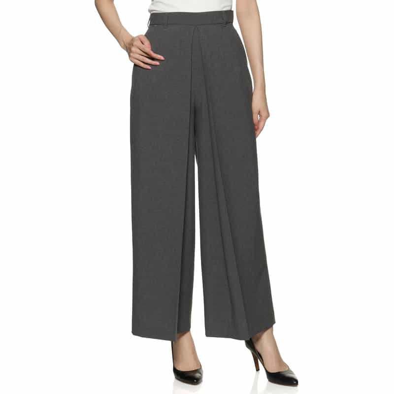 BARNEYS NEW YORK セットアップ ウォッシャブル タック入りワイドパンツ GRAY