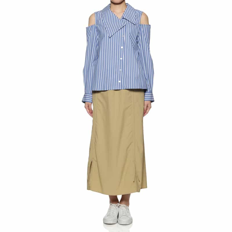 BARNEYS NEW YORK ウォッシャブル シャーリングデザインスカート BEIGE
