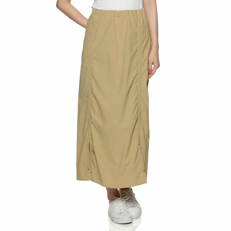 BARNEYS NEW YORK ウォッシャブル シャーリングデザインスカート BEIGE